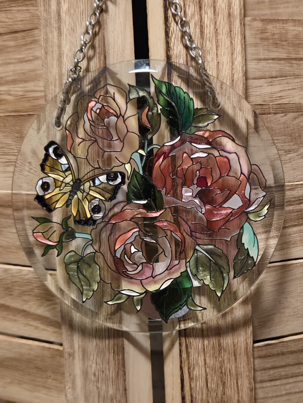 NWT Amia Round Sun Catcher Floral Butterfly